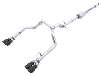 AWE 0FG Catback Split Rear Exit Exhaust (With Bumper Cutouts) w/ Diamond Black Tips 2019-2024 Chevrolet Silverado 1500 / 2019-2024 GMC Sierra 1500