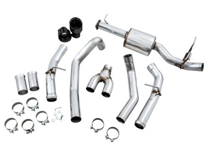 AWE 0FG Dual Rear Exit Exhaust (With Bumper Cutouts) w/ Diamond Black Tips 2019-2024 RAM 1500