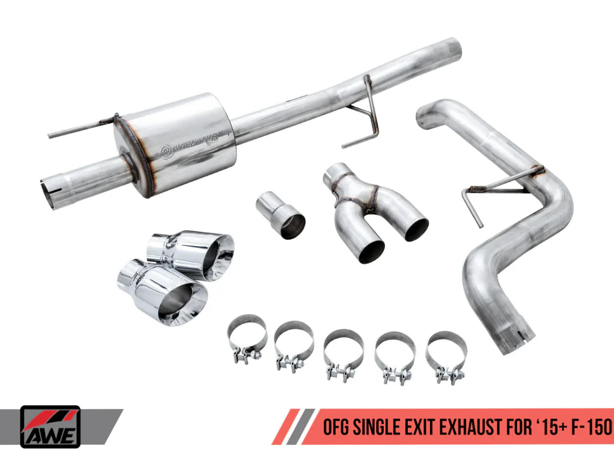 AWE 0FG Single Exit Catback Exhaust w/ Diamond Black Tips 2015-2020 Ford F-150
