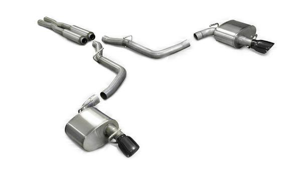 2005-2010 SRT8 Dodge Charger / Dodge Magnum / Chrysler 300 2.75" Cat-Back, Dual Rear Exit with Single 4.0" Black Pro-Series Tips by Corsa (14440BLK)