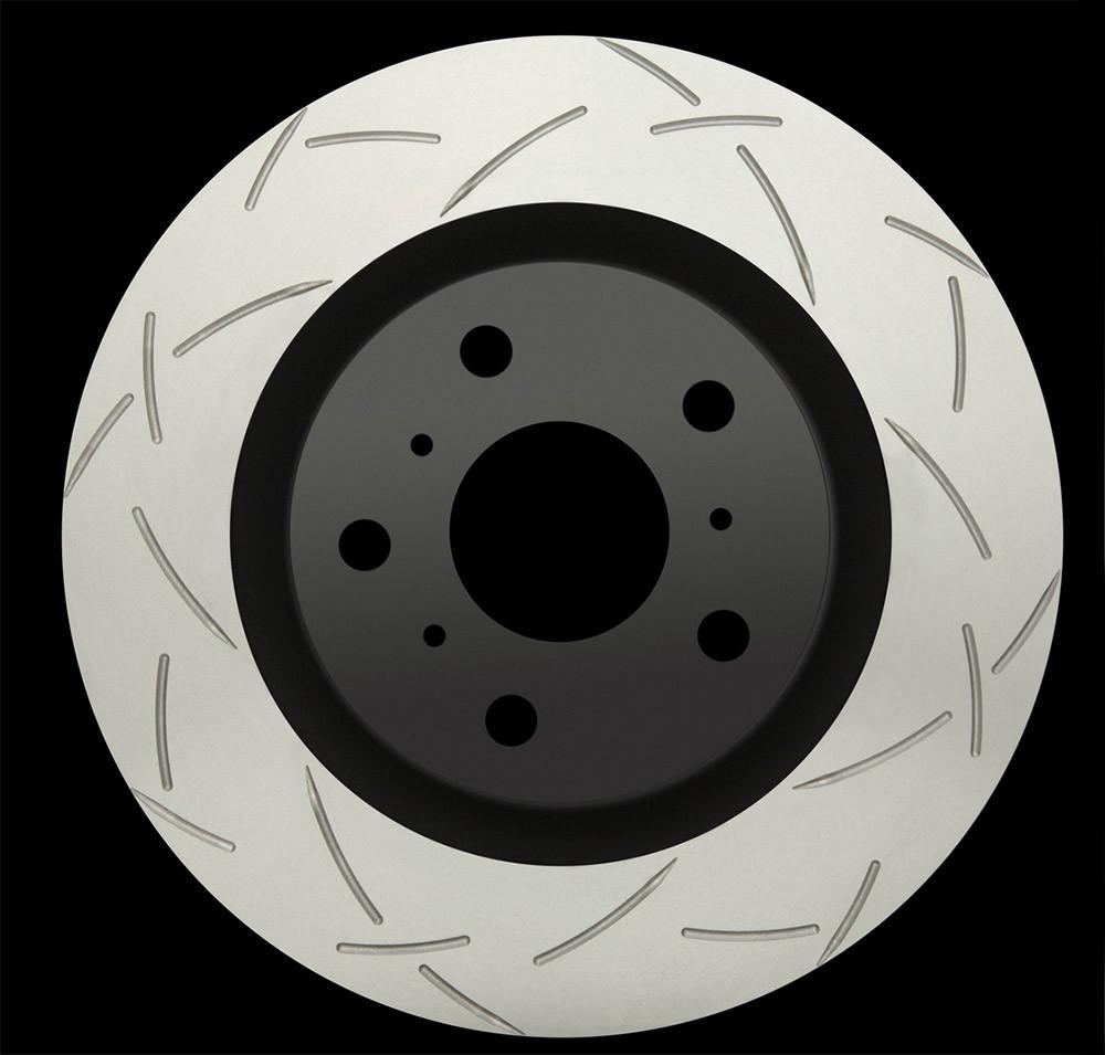 DBA T3 5000 Series Uni-Directional Slotted FRONT Rotor; Black Hat | 2011-2015 Jeep Grand Cherokee SRT8 (DBA52632BLKS)