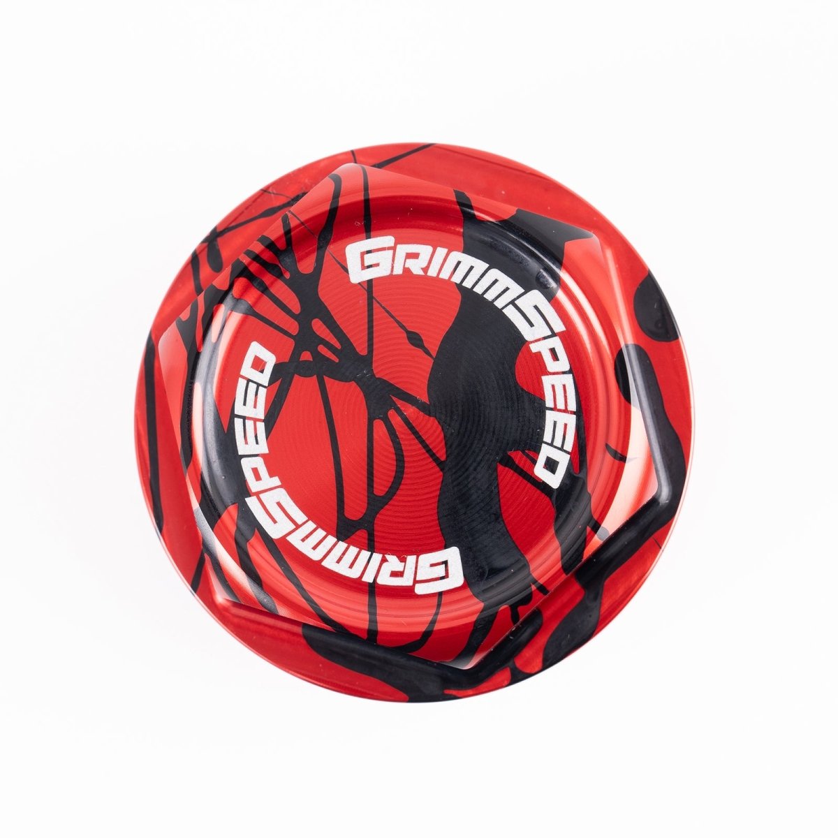 GrimmSpeed Bolt Style Red w/ Black Splatter Oil Cap Most Subaru Models