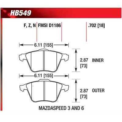 Hawk Performance HPS Front Brake Pads | Multiple Mazdaspeed Fitments (HB549F.702)