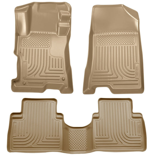2008-2012 Honda Accord (4DR) WeatherBeater Combo Tan Floor Liners (One Piece for 2nd Row) by Husky Liners (98403)