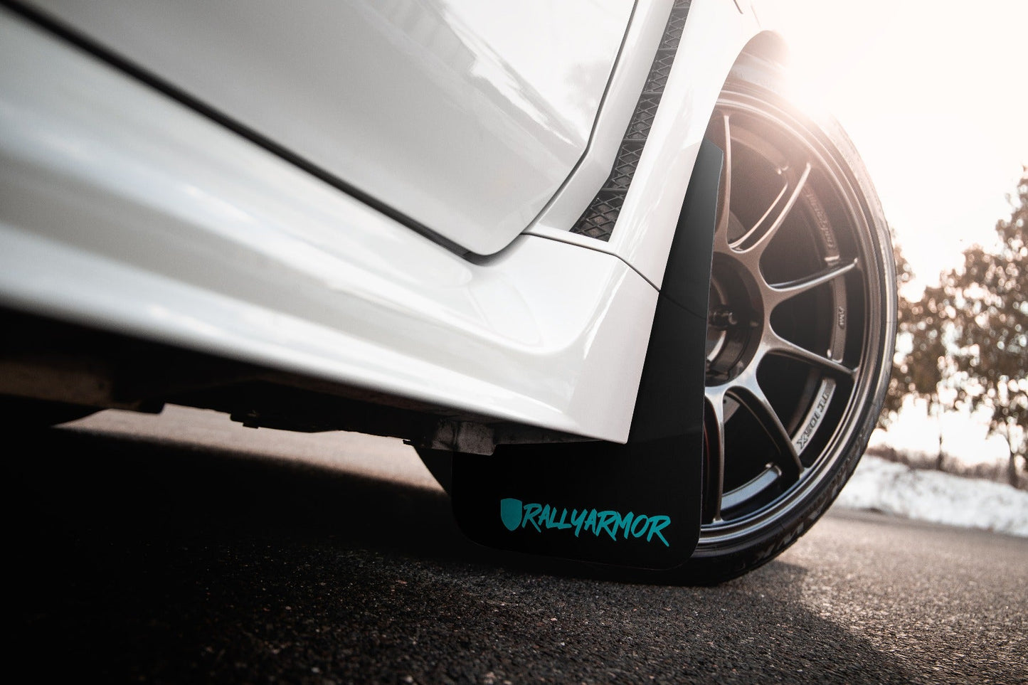 Rally Armor UR Mudflaps Black Urethane w/ New Era Hyper Teal Logo 2015-2021 WRX / 2015-2021 STI