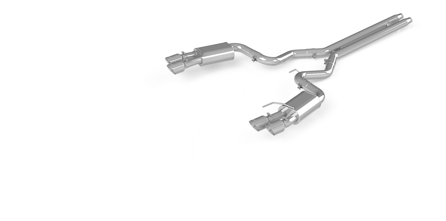 MBRP 3-Inch Street Quad Exit Cat-Back Exhaust w/ Stainless Steel Tips | 2018 - 2021 Ford Mustang GT(S7205304)