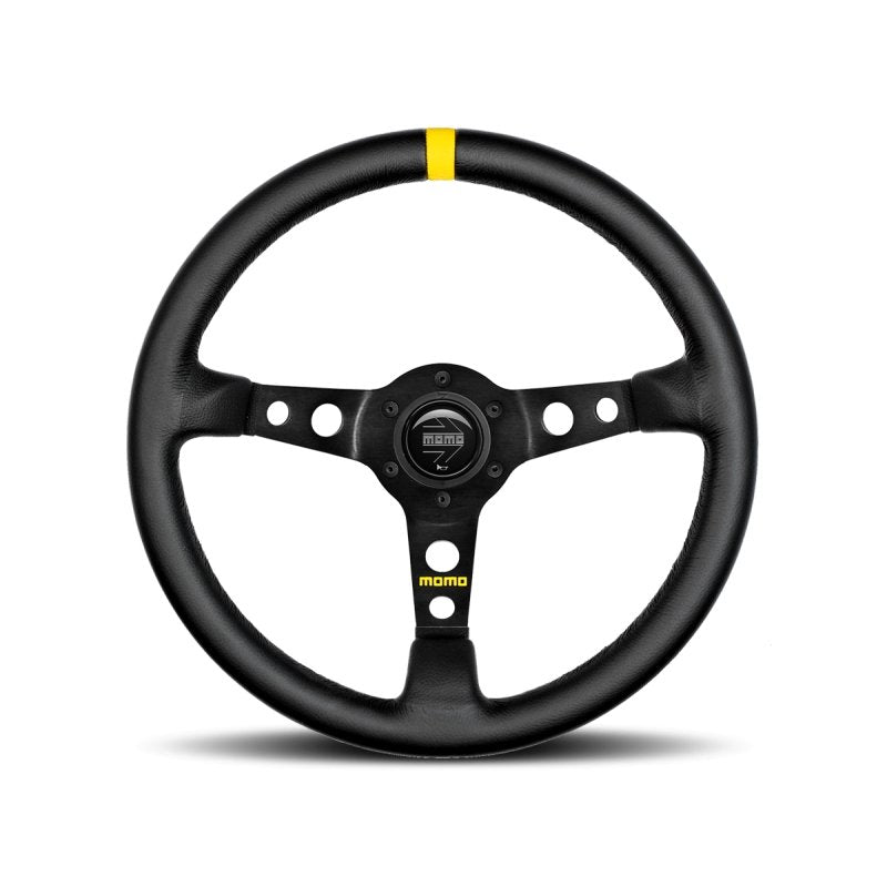 Momo MOD07 Steering Wheel 350mm - Black Leather/Black Spokes/1 Stripe