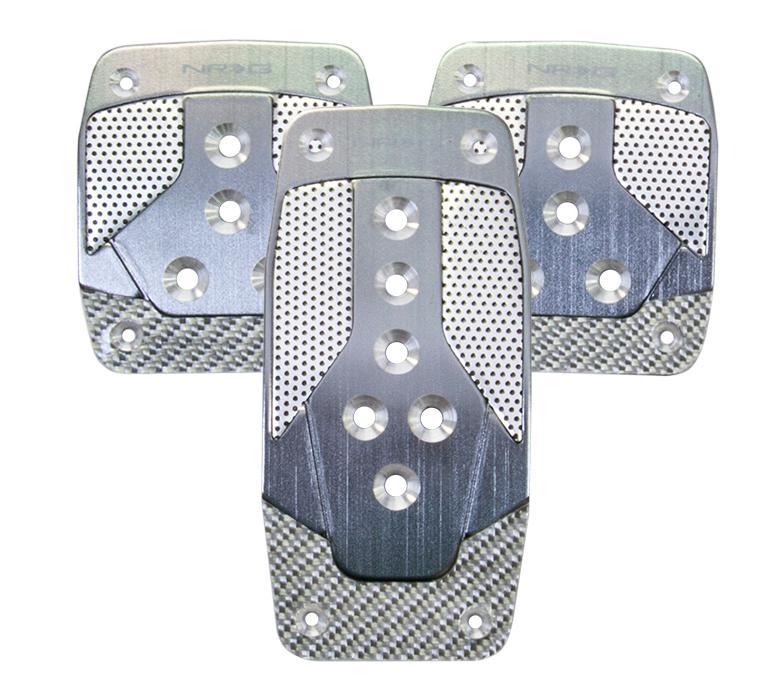 NRG Aluminum Sport Pedal Gun Metal w/ Silver Carbon MT