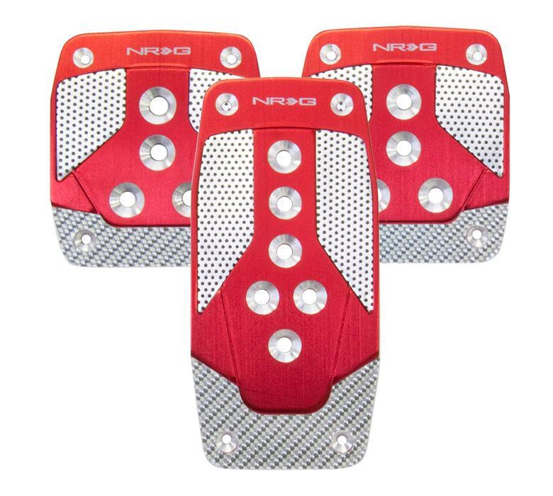 NRG Aluminum Sport Pedal Red w/ Silver Carbon MT