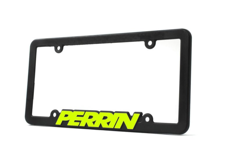 Perrin License Plate Frame Black w/ Neon Yellow Logo Universal
