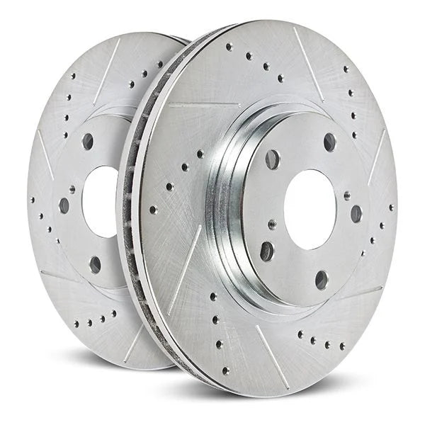 Power Stop Rear Evolution Drilled & Slotted Rotors - Pair | 2022+ Volkswagen Golf GTI Mk8 & 2017-2018 Audi RS3 (EBR1070XPR)