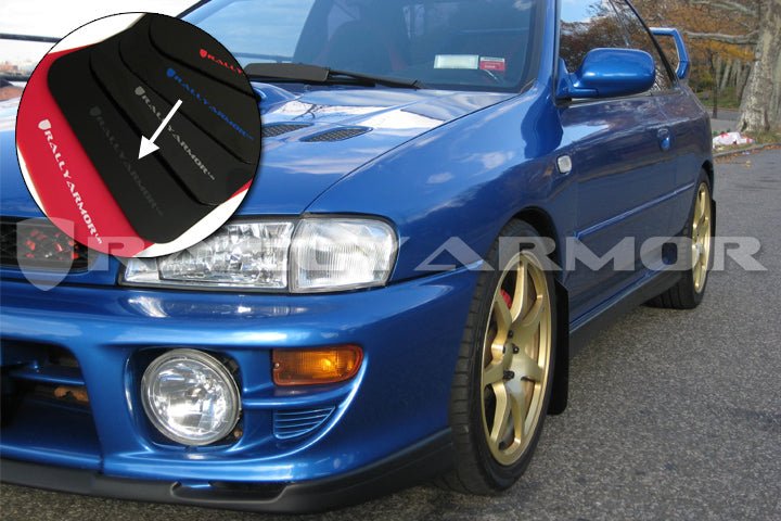 Rally Armor UR Mudflaps Black Urethane Grey Logo 1993-2001 Impreza