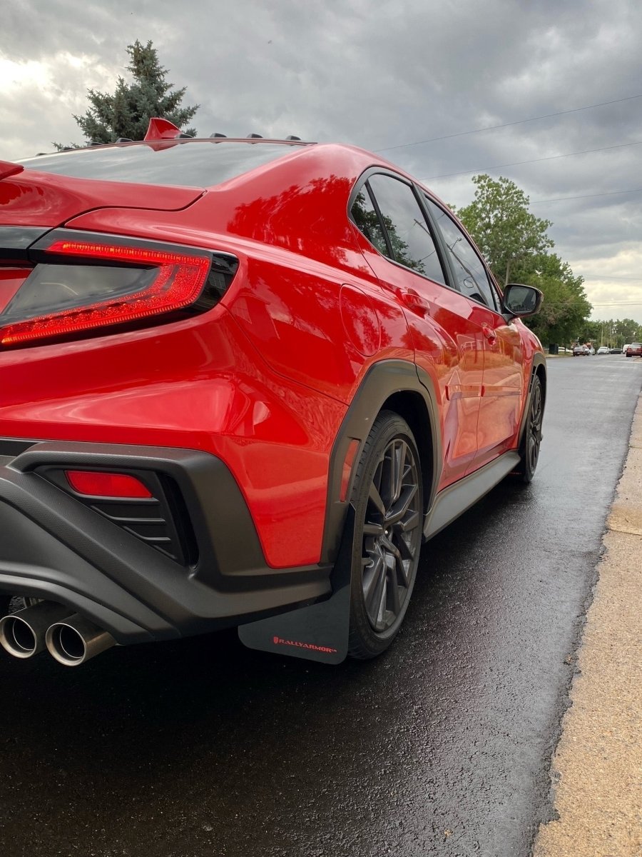 Rally Armor UR Mudflaps Red Urethane w/ New Era White Logo 2022-2024 WRX