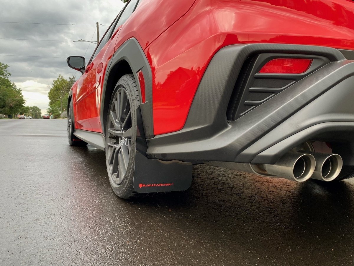 Rally Armor UR Mudflaps Red Urethane w/ New Era White Logo 2022-2024 WRX