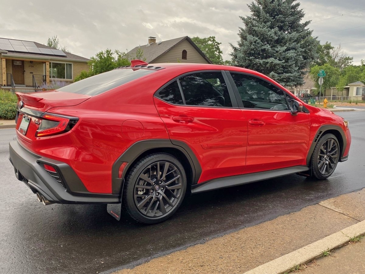 Rally Armor UR Mudflaps Red Urethane w/ New Era White Logo 2022-2024 WRX