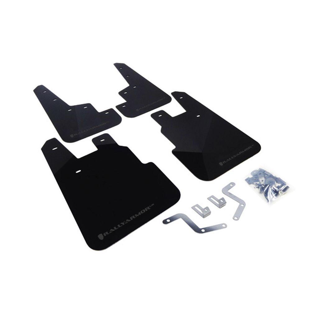 Rally Armor UR Mud Flaps Black w/Grey Logo | 2014-2015 Subaru Forester (MF28-UR-BLK/GRY)