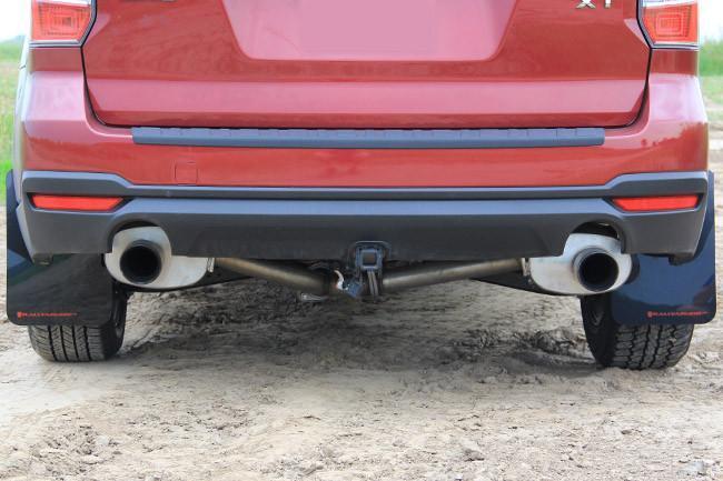 Rally Armor UR Mud Flaps Black w/Grey Logo | 2014-2015 Subaru Forester (MF28-UR-BLK/GRY)