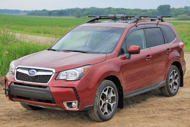 Rally Armor UR Mud Flaps Black w/Grey Logo | 2014-2015 Subaru Forester (MF28-UR-BLK/GRY)