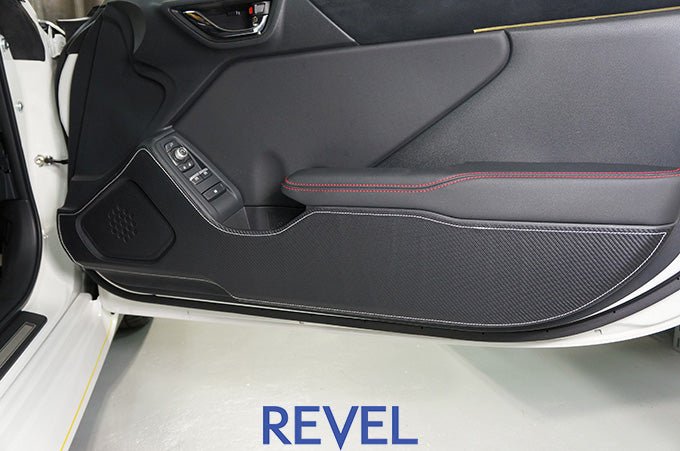 Revel GT Design Carbon Style Door Scuff Protector Set w/ Red Stitch | 2022+ Subaru BRZ / Toyota GR86