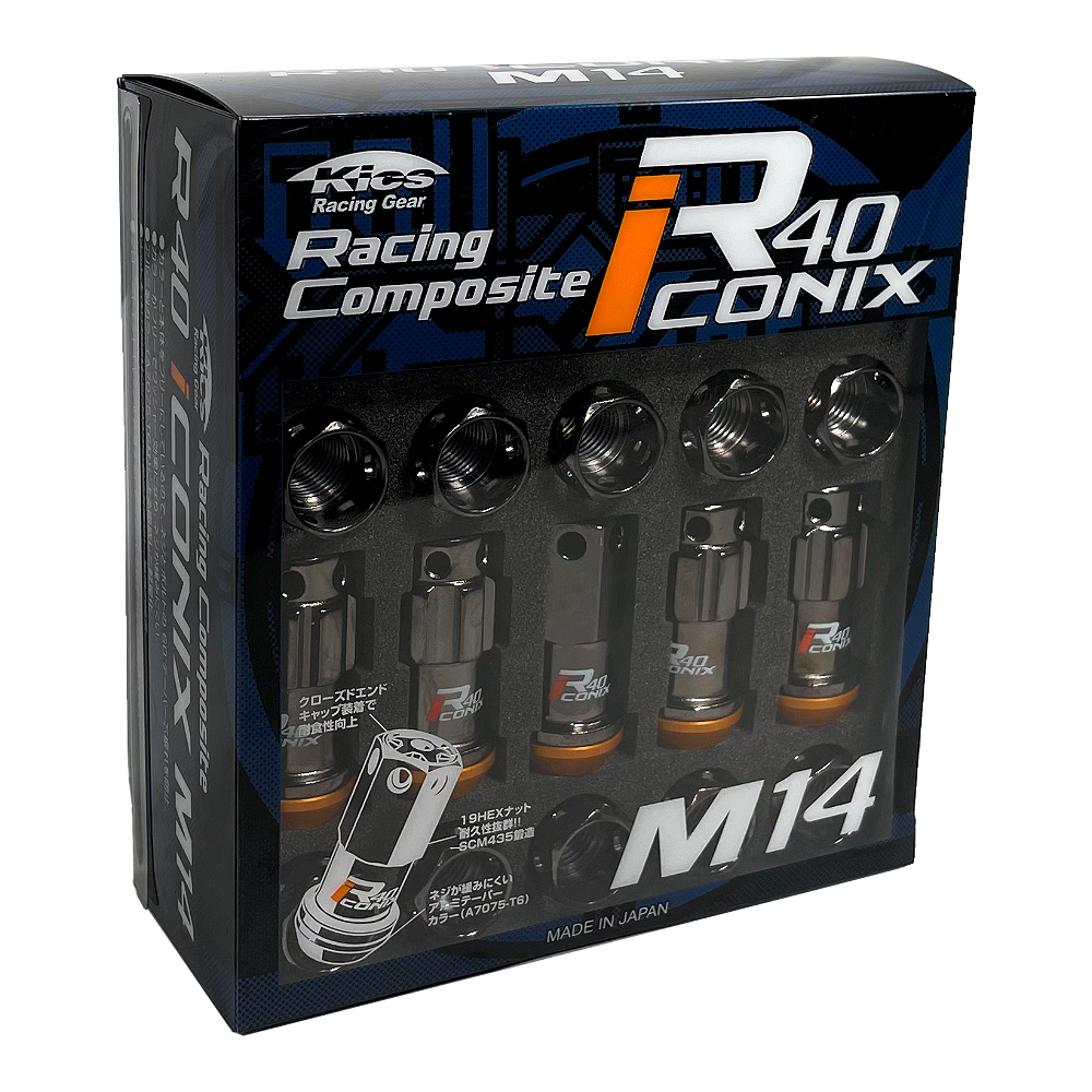 Project Kics R40 Iconix Lug Nuts Black Chrome 16+4, Capless - 14x1.50