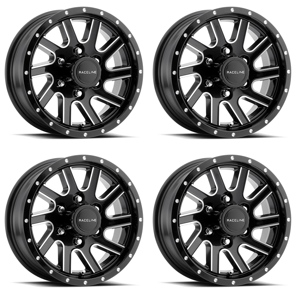 (set of 4) Raceline 820 Twisted Black & Machined | 15x6" +0mm | 6x139.7mm Wheel