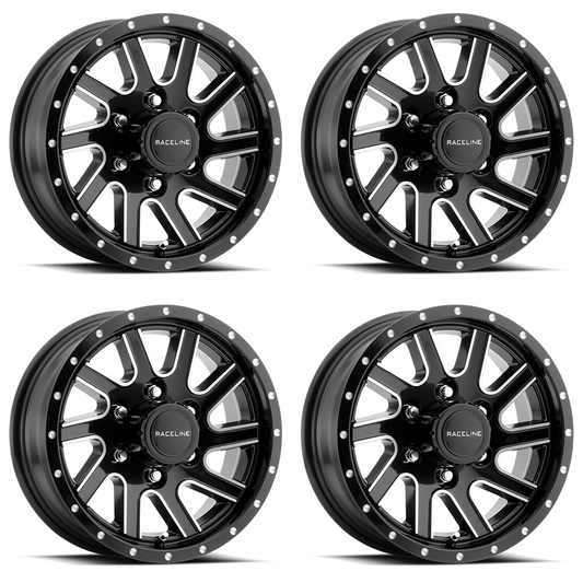 (set of 4) Raceline 820 Twisted Black & Machined | 15x6" +0mm | 6x139.7mm Wheel
