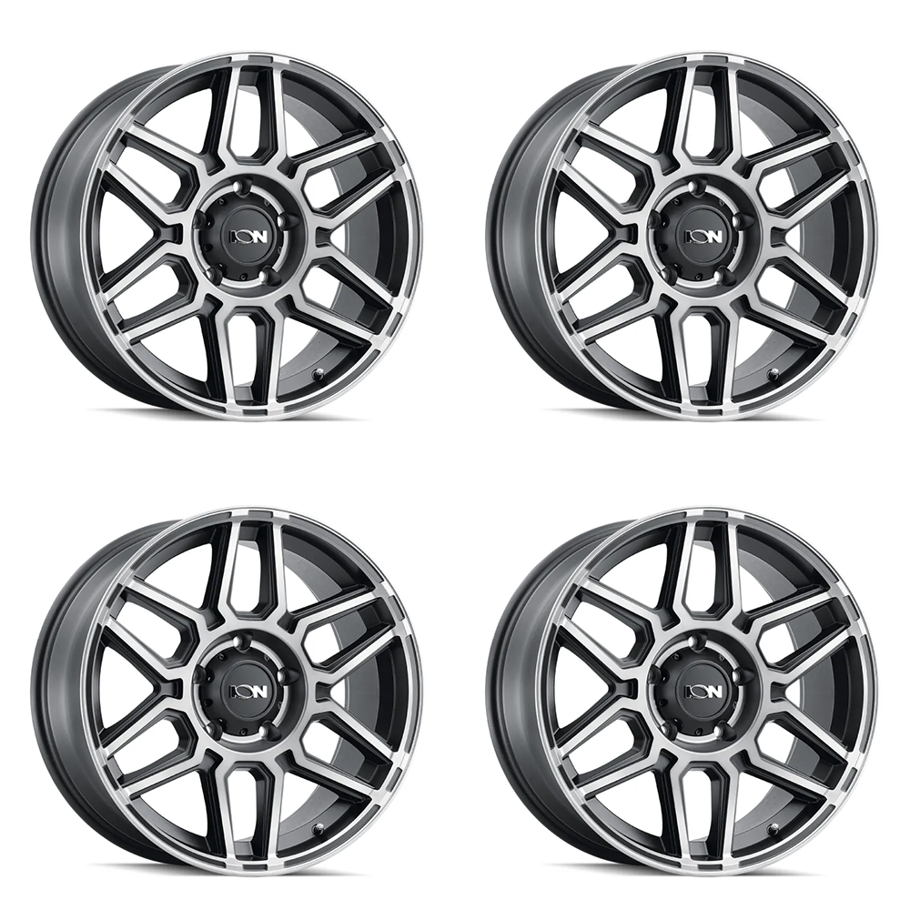 (set of 4) ION Wheels Type 146 Matte Black W/Machined Dart Tint | 20x9" +0mm | 6x139.7mm Wheels