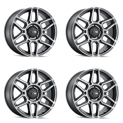 (set of 4) ION Wheels Type 146 Matte Black W/Machined Dart Tint | 20x9" +0mm | 6x139.7mm Wheels