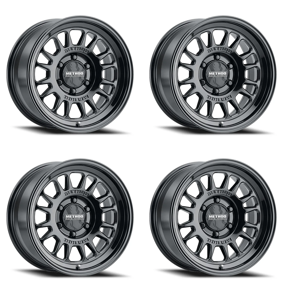 (set of 4) Method MR318 Gloss Black | 18x9" +0mm | 6x5.5in Wheel