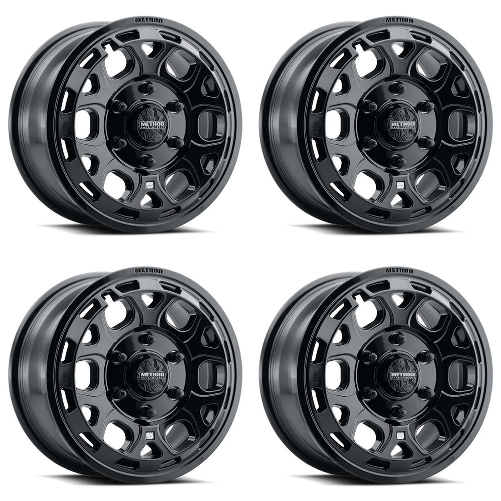 (set of 4) Method Wheels MR416 Gloss Black | 15x7" +74mm | 6x5.5mm Wheel