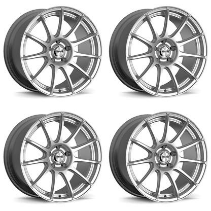 (set of 4) Konig Maxxim Winner Full Silver | 17x7" +40mm | 10x105/114.3mm Wheel