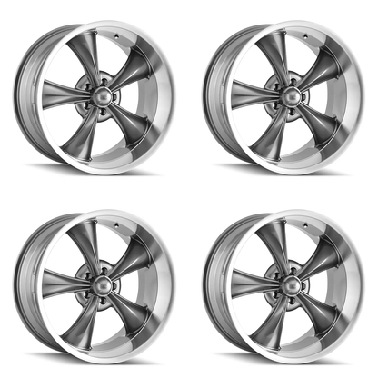 (set of 4) Ridler Wheels 695 Gloss Grey Machined | 18x9.5" +6mm | 5x127mm Wheels