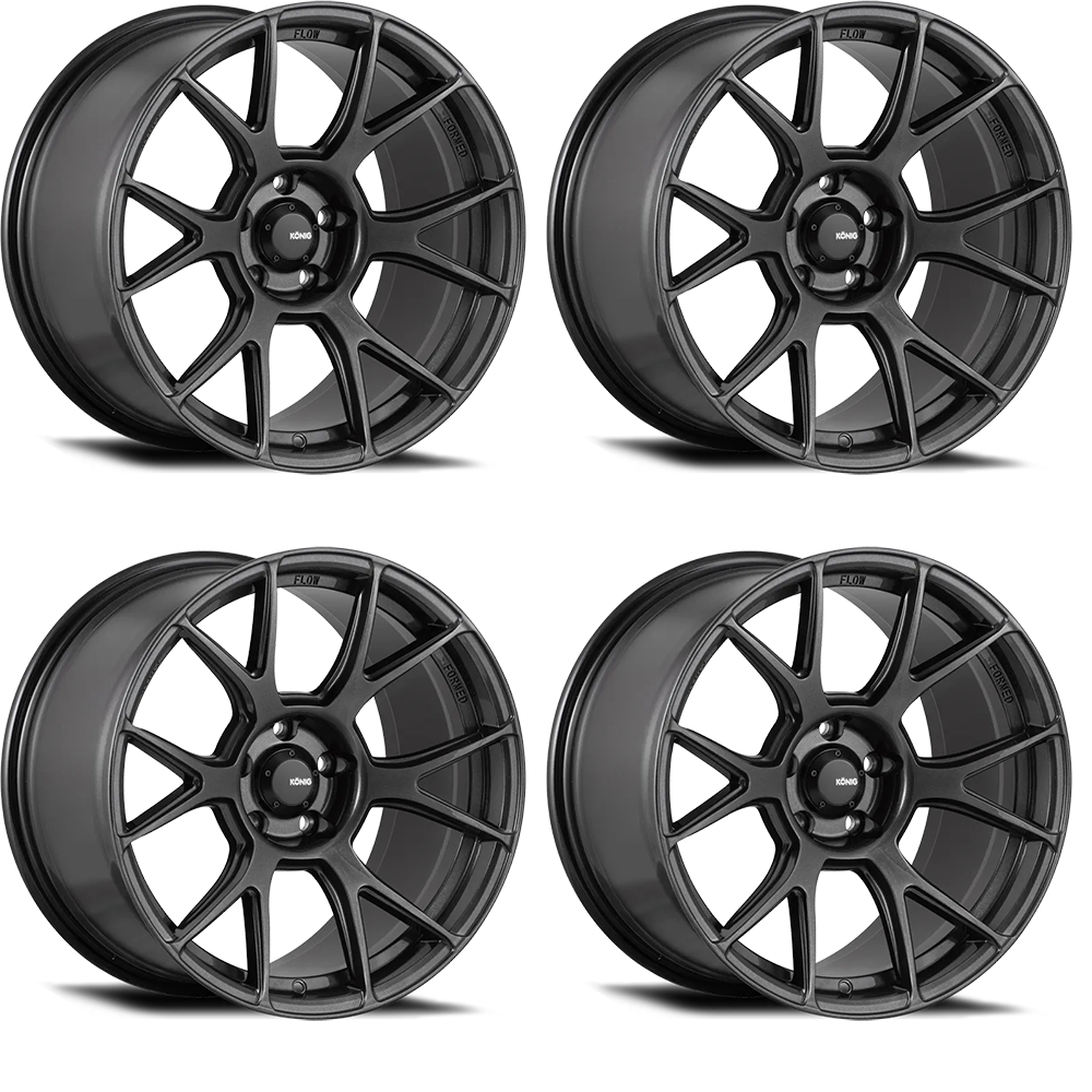 (set of 4) Konig Ampliform Dark Metallic Graphite | 17x8" +40mm | 5x114.3mm Wheels