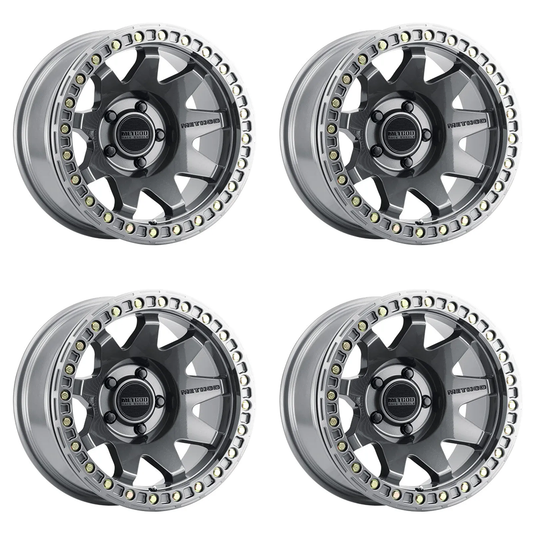 (set of 4) Method MR108 Beadlock Gloss Titanium | 17x9" -44mm | 5x5in Wheel