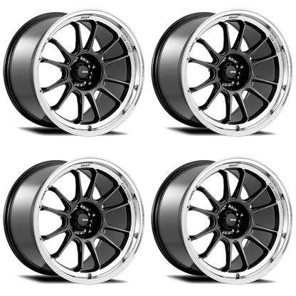 (set of 4) Konig Hypergram Metallic Carbon w/ Machined Lip | 17x8" +45mm | 5x114.3mm Wheel