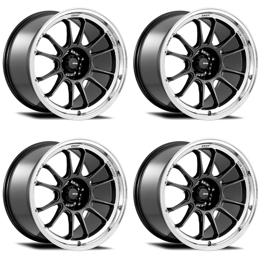 (set of 4) Konig Hypergram Metallic Carbon w/ Machined Lip | 17x8" +45mm | 5x114.3mm Wheel