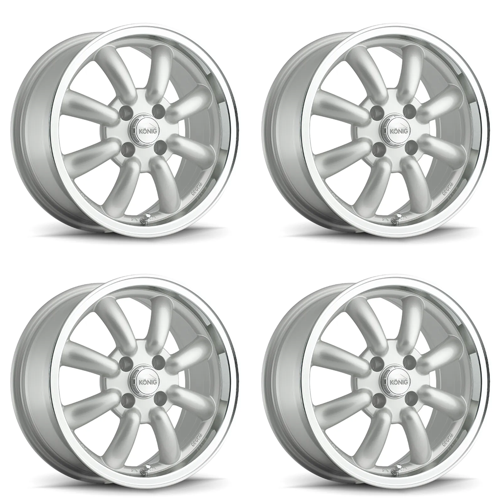 (set of 4) Konig Rewind Silver | 15x7" +20mm | 4x100mm Wheel