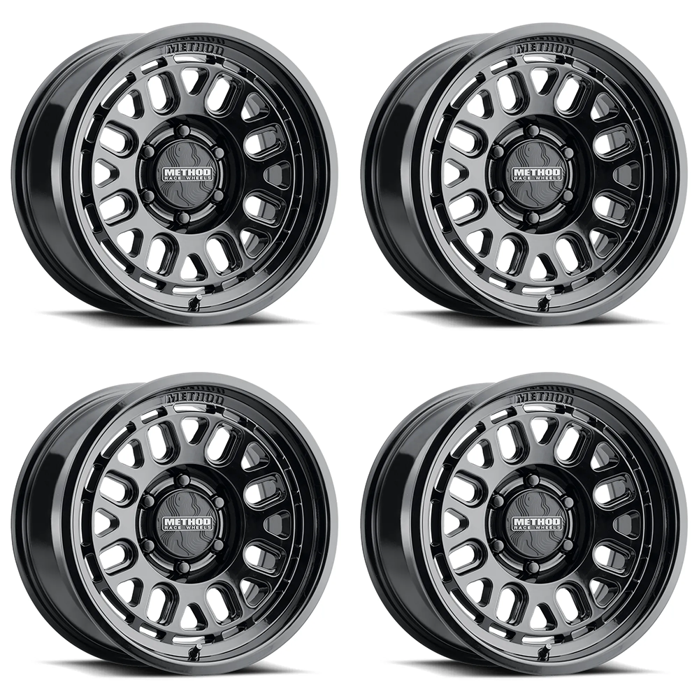 (set of 4) Method MR321 Gloss Black | 17x8.5" +25mm | 6x5.5in Wheel