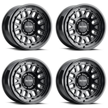(set of 4) Method MR321 Gloss Black | 17x8.5" +25mm | 6x5.5in Wheel