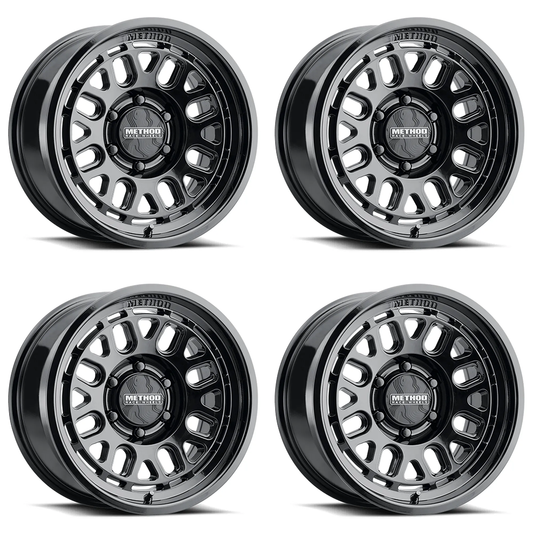 (set of 4) Method MR321 Gloss Black | 17x8.5" +25mm | 6x5.5in Wheel