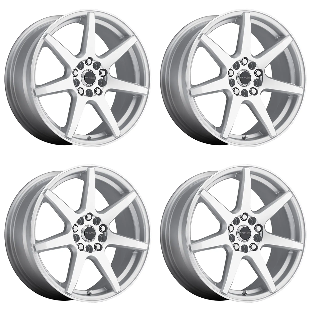 (set of 4) Raceline 131 Evo Silver & Machined | 17x7.5" +40mm | 5x100/5x114.3mm Wheel