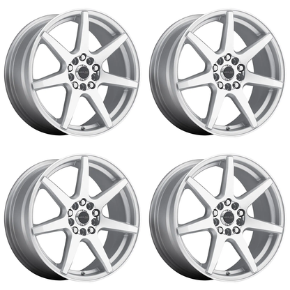 (set of 4) Raceline 131 Evo Silver & Machined | 17x7.5" +40mm | 5x100/5x114.3mm Wheel
