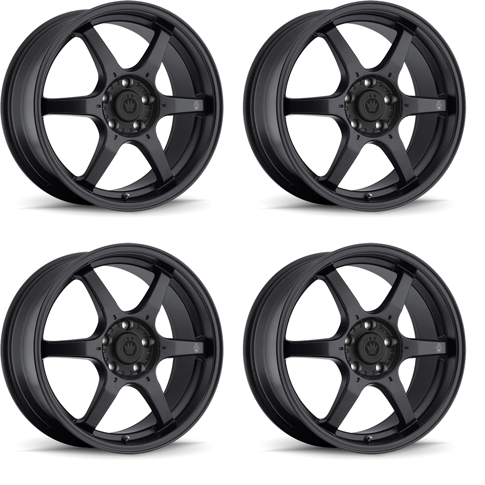 (set of 4) Konig Backbone Matte Black | 17x7.5" +45mm | 4x100mm Wheels