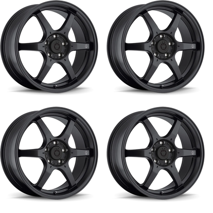 (set of 4) Konig Backbone Matte Black | 17x7.5" +45mm | 4x100mm Wheels