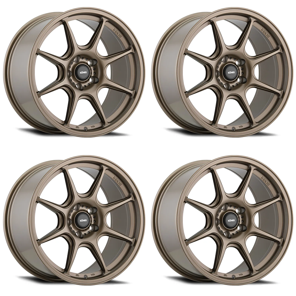 (set of 4) Konig Lockout Matte Bronze | 18x8.5" +43mm | 5x100mm Wheel