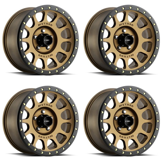 (set of 4) Method MR305 NV Bronze - Matte Black Lip | 17x8.5" +25mm | 5x150mm Wheel