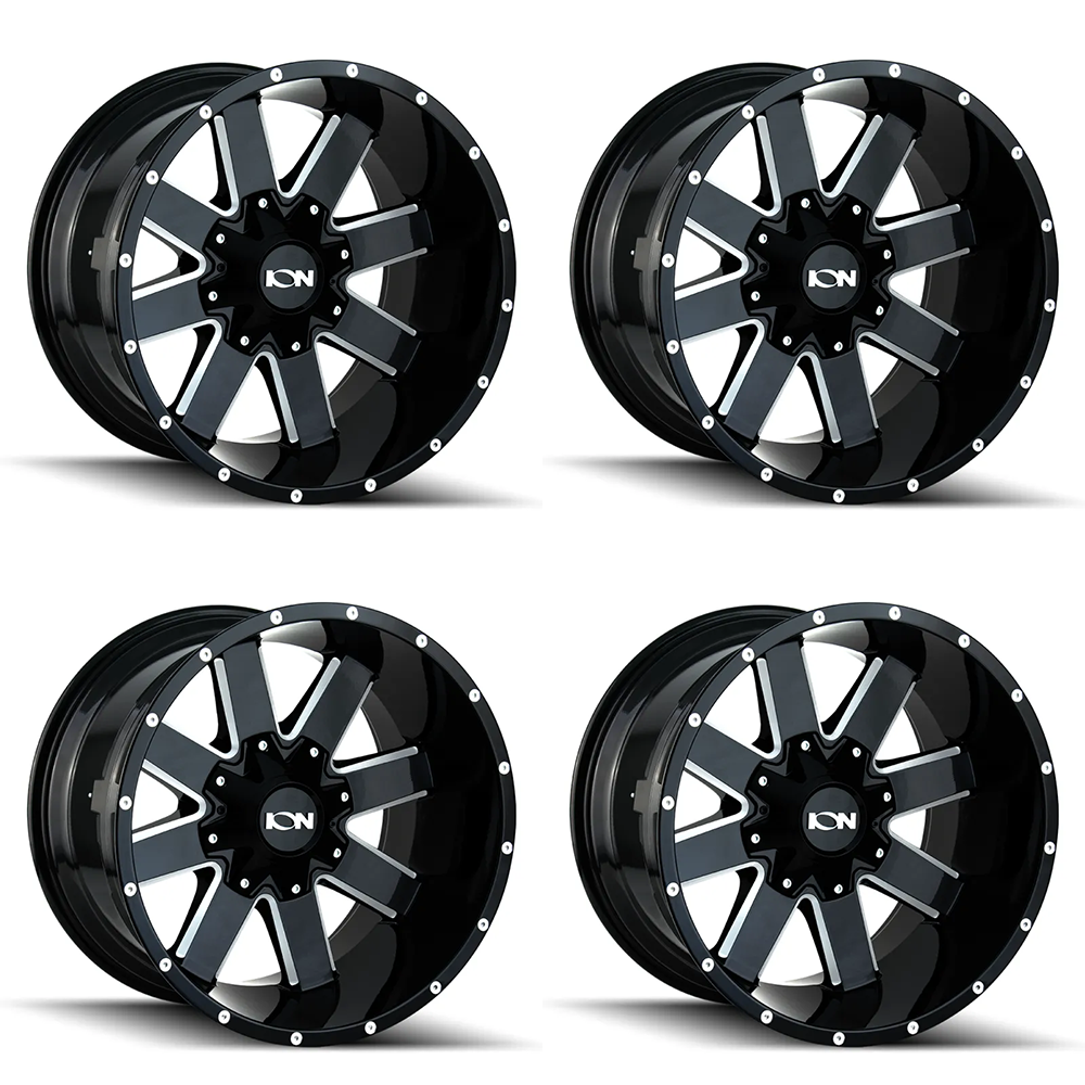(set of 4) ION Wheels Type 141 Gloss Black Milled | 18x9" +18mm | 8x170mm Wheels