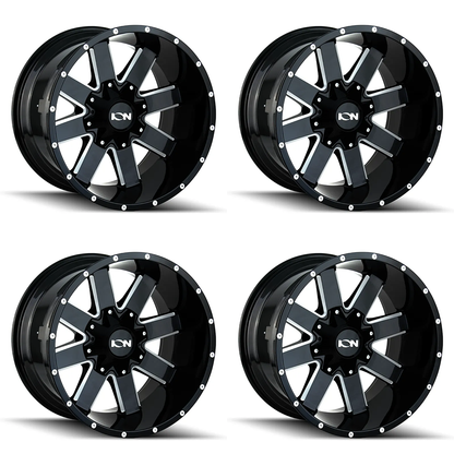 (set of 4) ION Wheels Type 141 Gloss Black Milled | 18x9" +18mm | 8x170mm Wheels