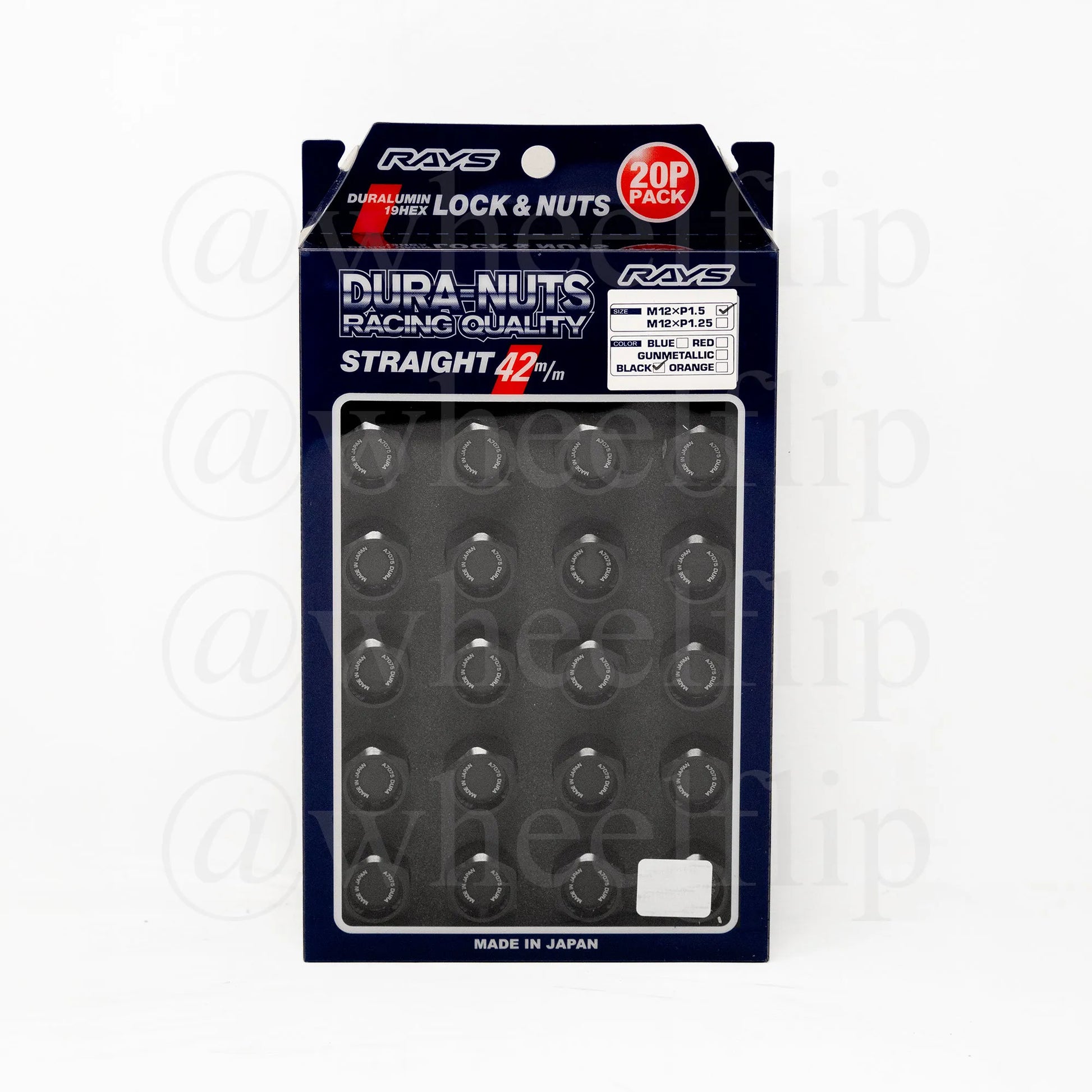 Rays L42 Dura-Nut Straight Type Lug Nuts Black 12X1.50 (16+4 Locks)