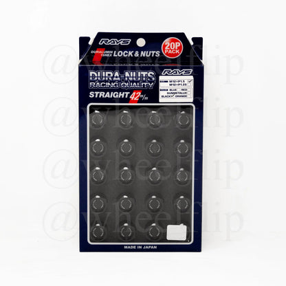Rays L42 Dura-Nut Straight Type Lug Nuts Black 12X1.50 (16+4 Locks)